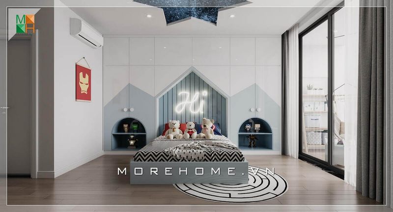 Chiêm ngưỡng mẫu phòng ngủ hiện đại tôn màu trắng chủ đạo dành cho bé rất thông thoáng và sang trọng nhưng không kém phần dễ thương phù hợp cho bé.