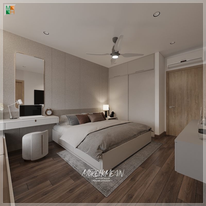 Bàn làm việc treo tường gỗ công nghiệp màu trắng tối ưu diện tích không gian gọn gàng, góc làm việc riêng tư thoải mái