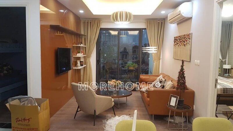 Công trình thi công nội thất phòng khách chung cư Imperia sky garden ở Hà Nội được thiết kế theo phong cách hiện đại.